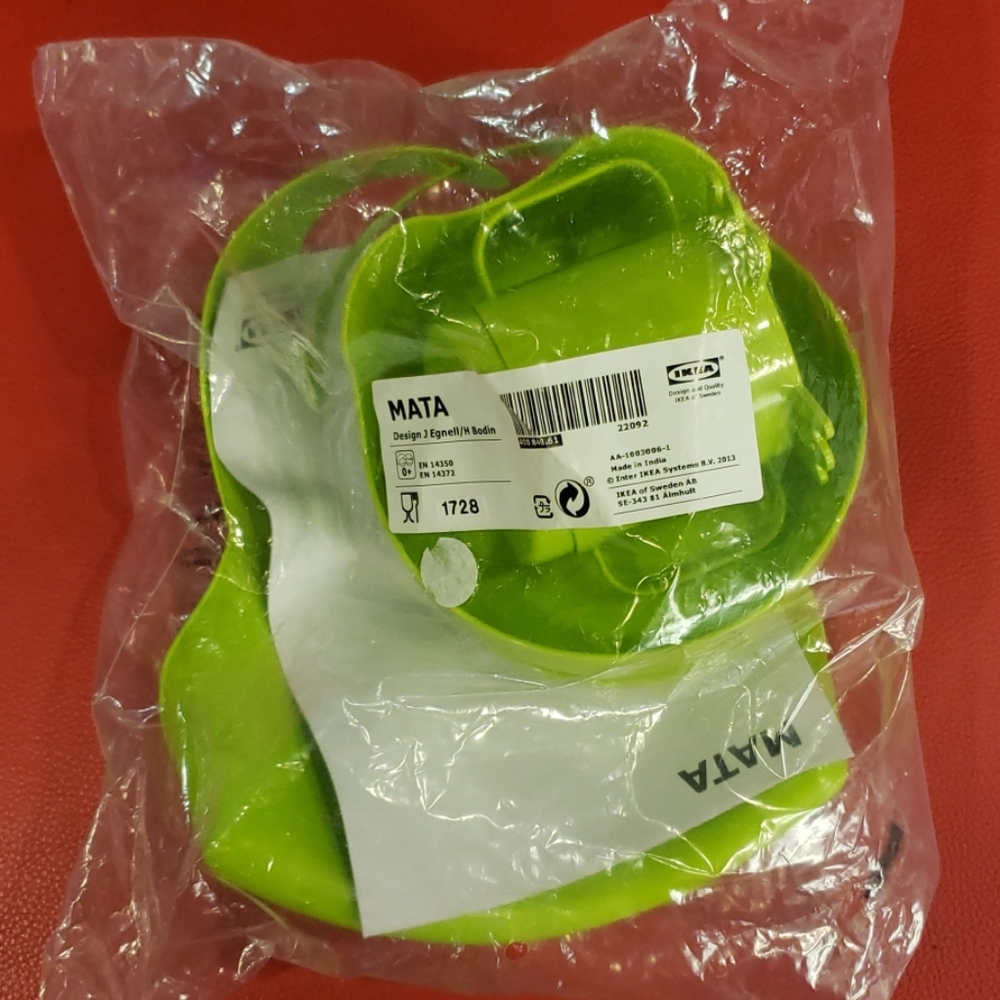 NWT IKEA Mata Baby Toddler Bib Dish Set Green Frog - Picture 4 of 4